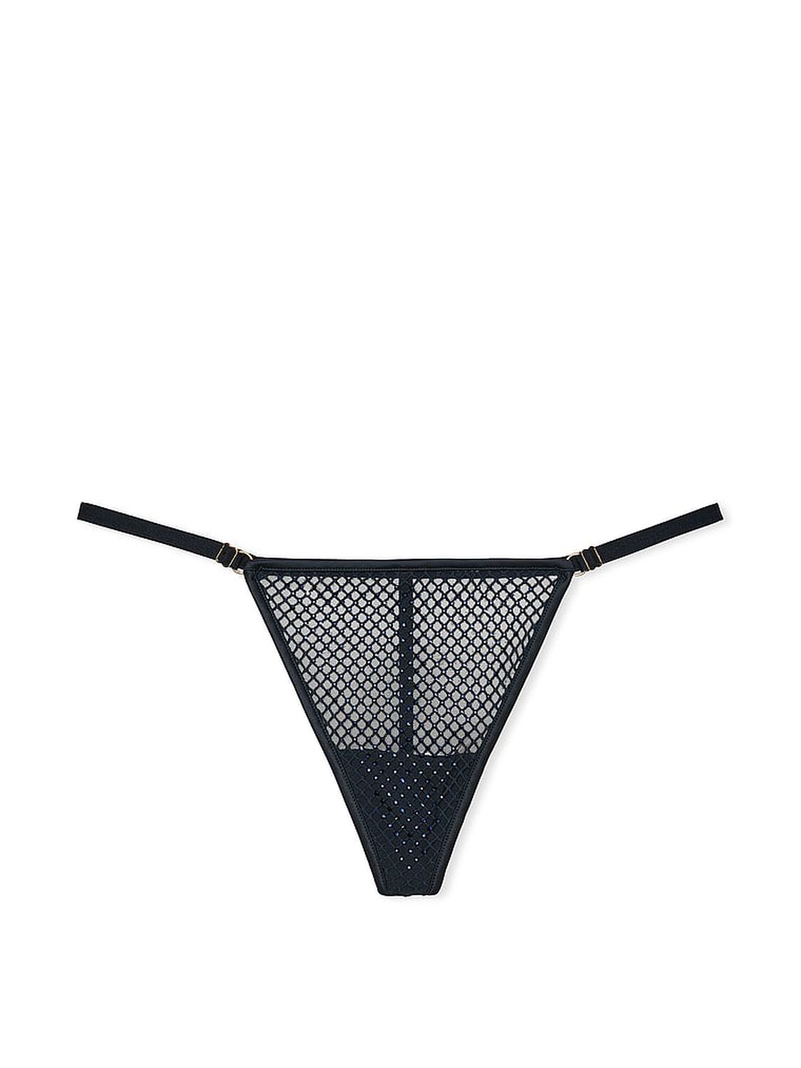 vs Very Sexy Ziggy Glam Shine Fishnet Adjustable V-String Panty Dark Twilight 3 of 4 