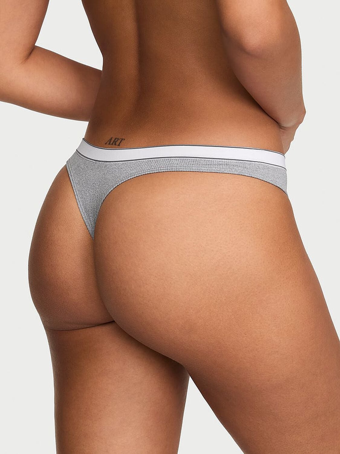 vs Seamless Seamless Logo Rib Thong Panty Medium Heather Grey 2 of 2 