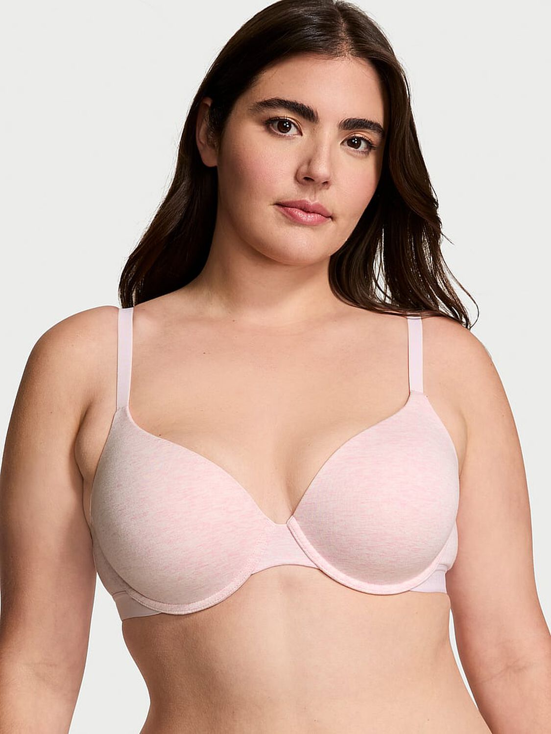 vs The T-Shirt Lightly Lined Cotton Demi Bra Pink Petal Heather 1 of 3 