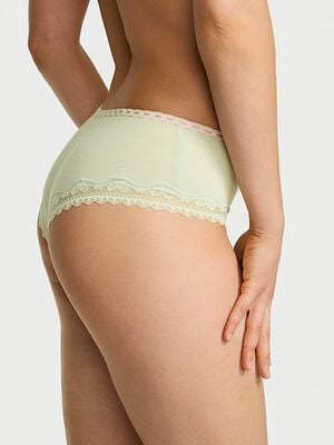 Cotton Bow Lace-Trim Cheeky Panty