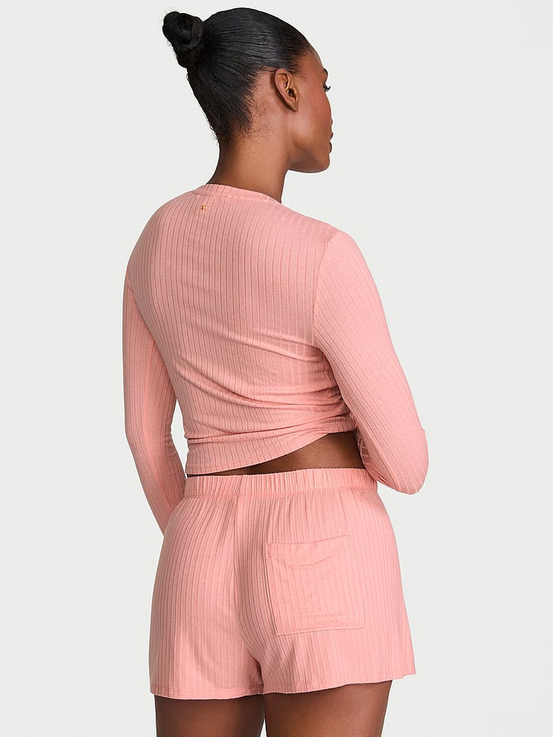 vs Victoria's Secret SoSoft&trade; Modal Wide-Rib Long-Sleeve Henley & Shorts Set Blush 2 of 3 