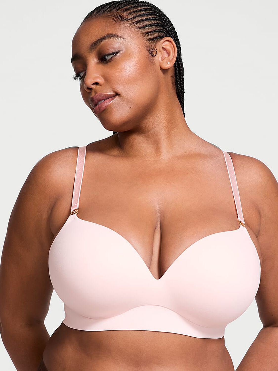 vs Dream Angels Smooth Wireless Push-Up Plunge Bra Purest Pink 1 of 4 