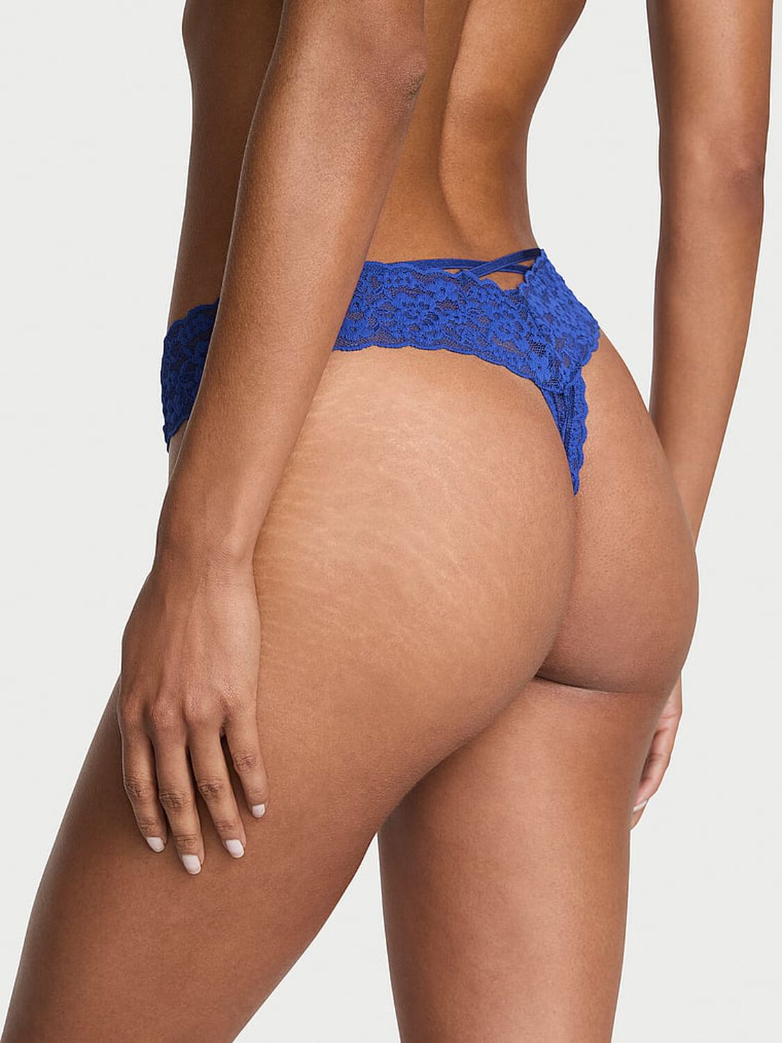 vs The Lacie Lace Strappy-Back Thong Panty Royal Blue 2 of 3 