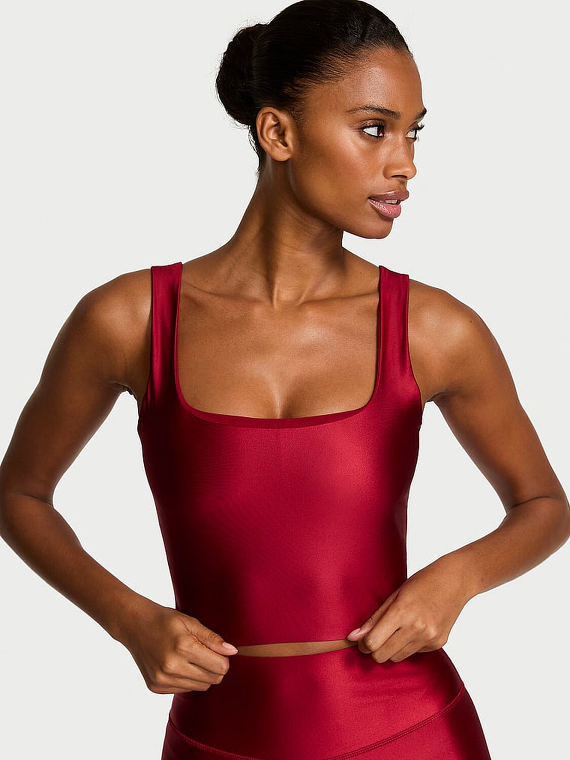 vs Vsx VSX GlossyTech™ Square-Neck Bra Top Red Lacquer 1 of 3 