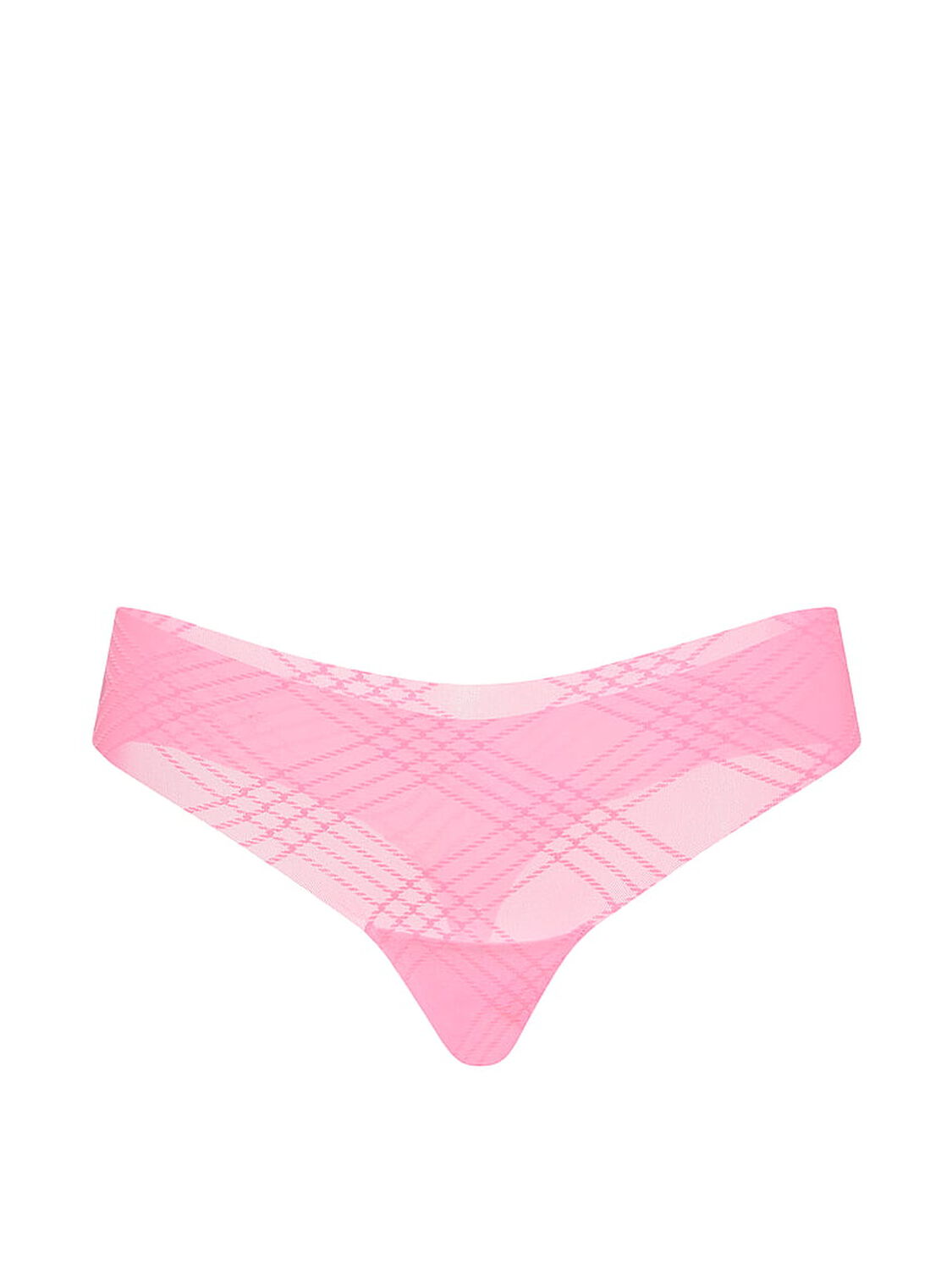 vs No-Show No-Show Plaid Mesh Thong Panty Pink Flock Plaid 3 of 4 