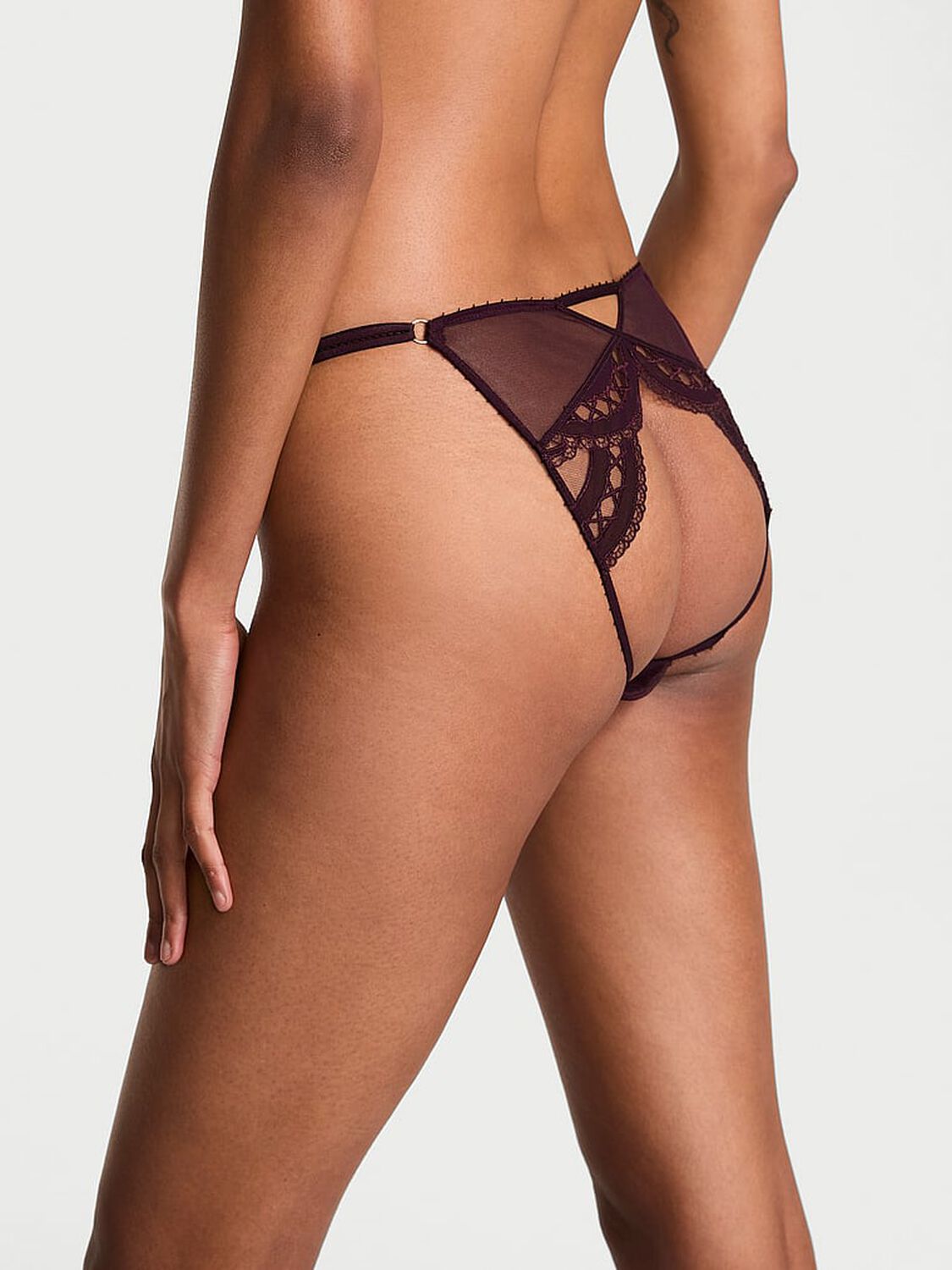 vs Very Sexy Laces Out Embroidery Open-Back Adjustable String Bikini Panty Winter Wine Laces Out 2 of 4 