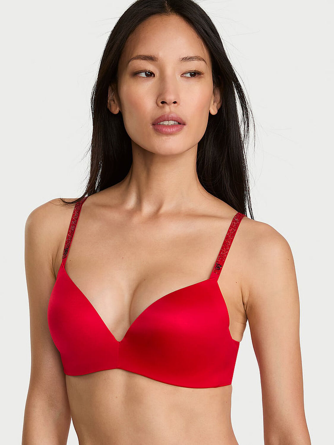 vs Very Sexy So Obsessed Shine Strap Wireless Push-Up Bra Lipstick 1 of 3 