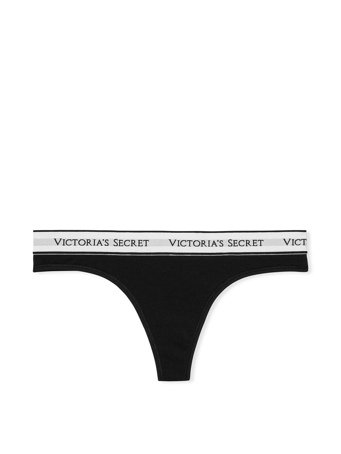 vs Cotton Logo Cotton Thong Panty Black 3 of 3 