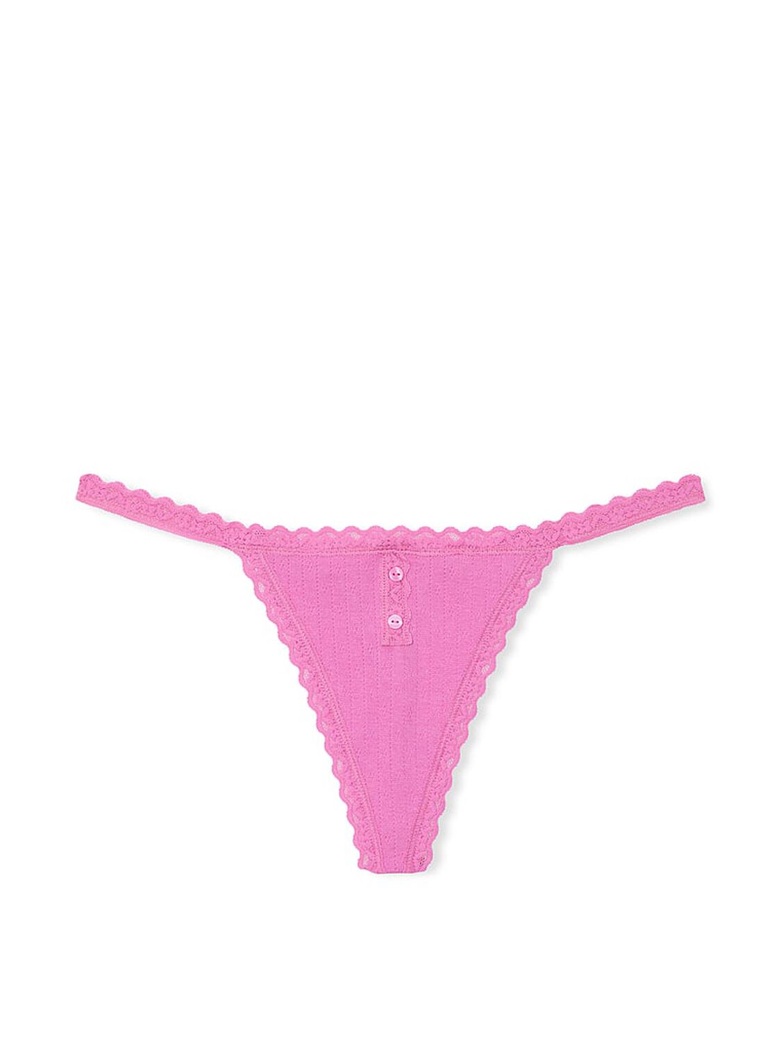 vs The Lacie Cotton Pointelle Lace-Trim V-String Panty New Peony 3 of 3 