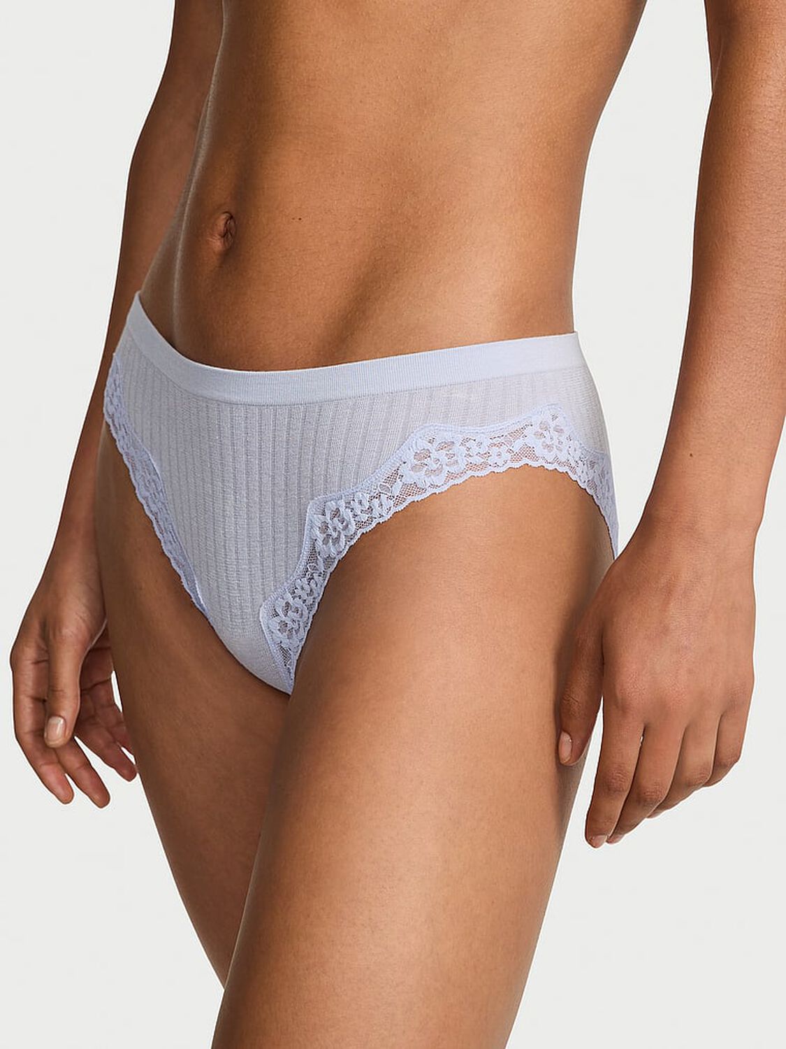 vs Seamless Seamless Rib Lace-Trim Bikini Panty Soft Iris 1 of 2 