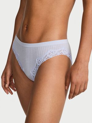 Seamless Rib Lace-Trim Bikini Panty