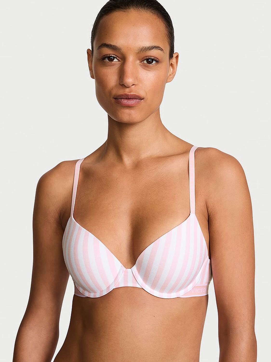vs The T-Shirt Perfect Shape Cotton Push-Up Bra Pretty Blossom Stripes 1 of 2 