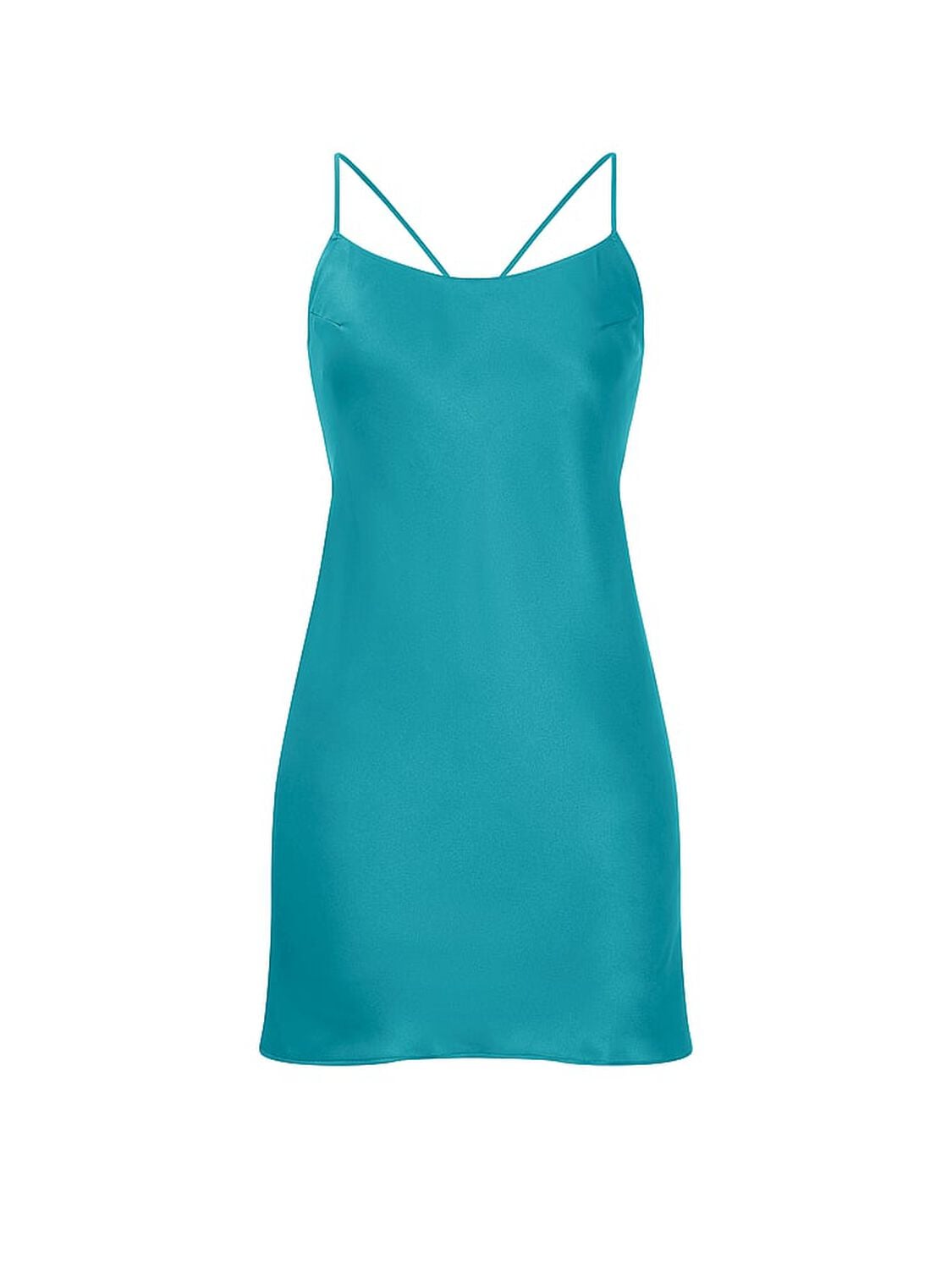 vs Victoria's Secret Satin Open-Back Slip Dress Aquarium Blue 3 of 3 