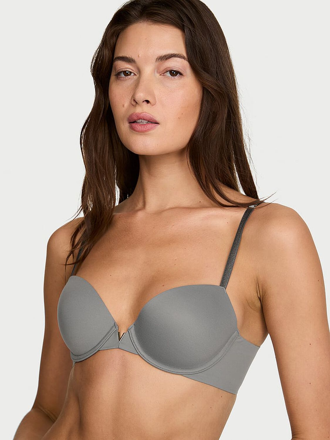 vs Love Cloud Smooth Lightly Lined Plunge Demi Bra Steel Grey 1 of 4 