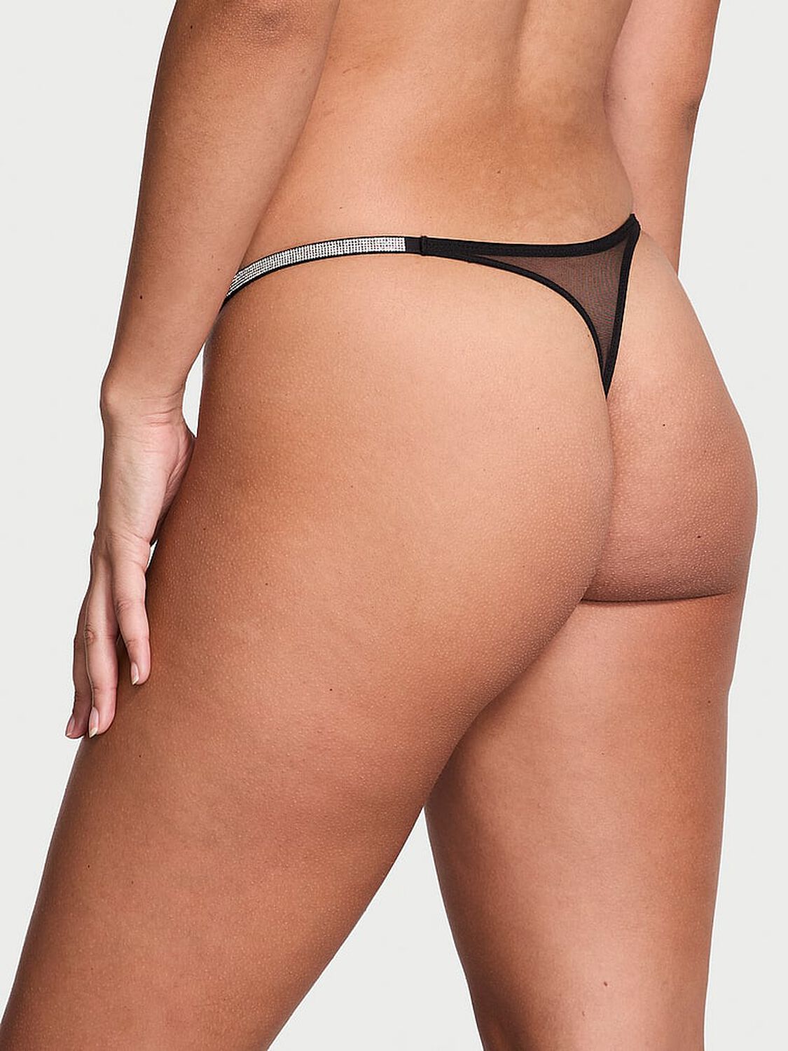 vs Very Sexy Sheer Shine Thong Panty Black 2 of 4 