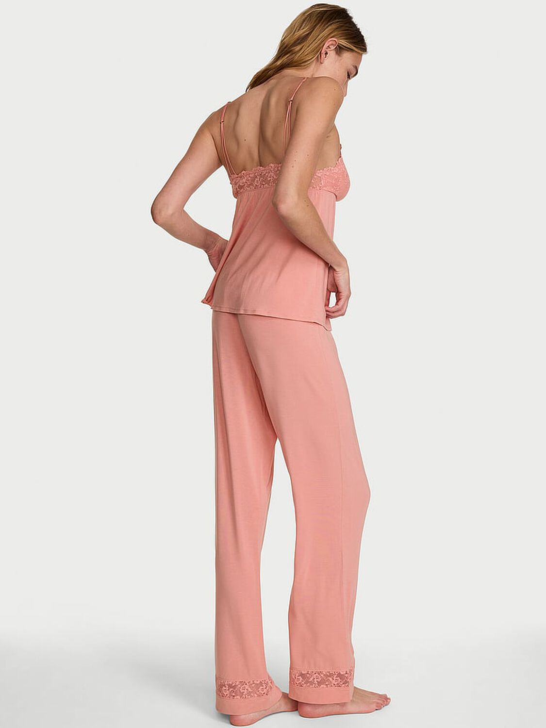 vs Victoria's Secret SoSoft&trade; Modal Lace-Trim Cami & Pants Set Blush Pink 2 of 3 