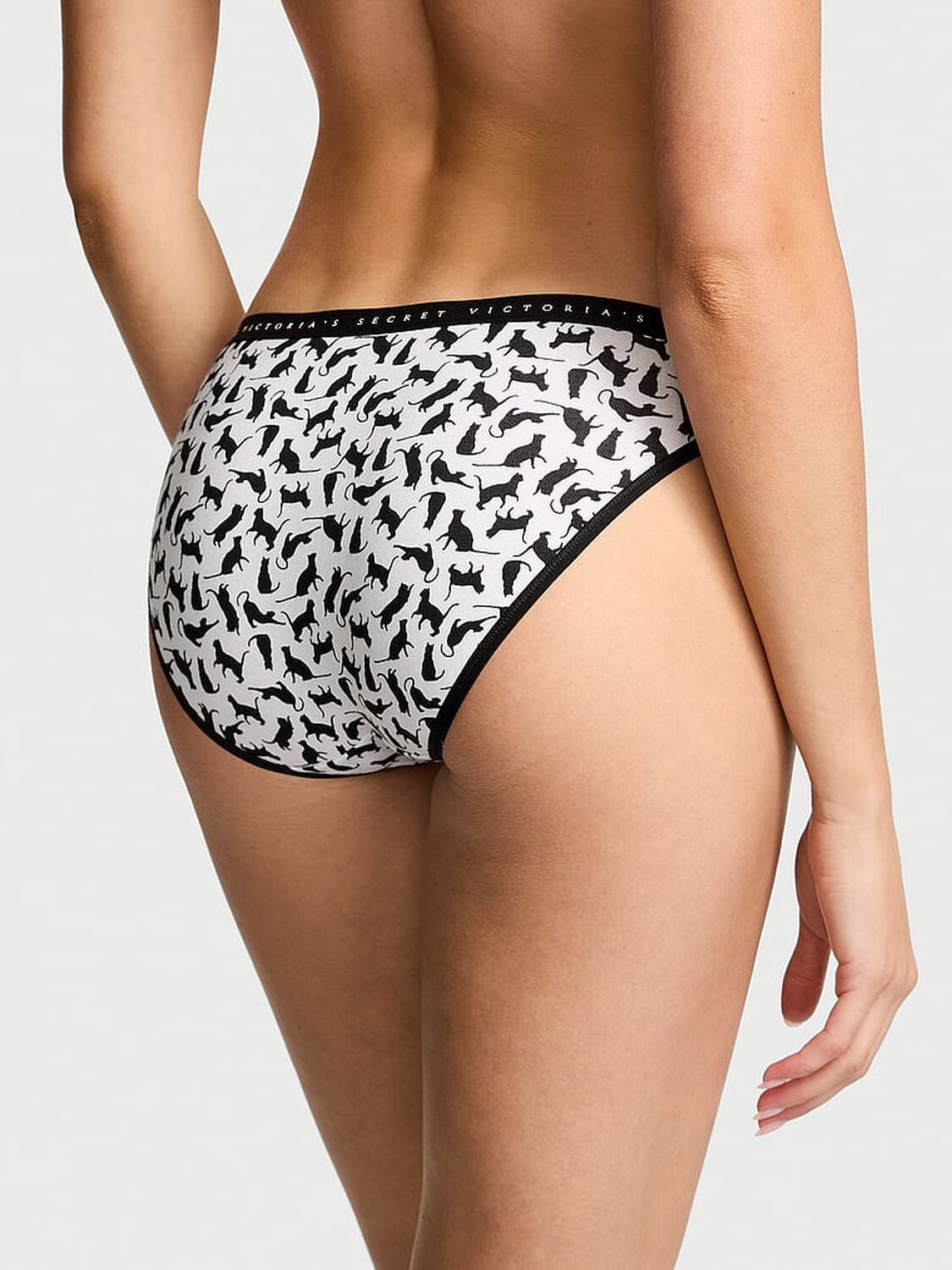 vs Victoria's Secret Stretch Cotton Bikini Panty Vs White Cats 2 of 3 