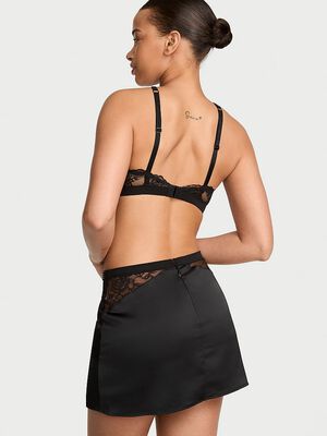 Shine Strap Lace Halter Bralette & Mini Skirt Set