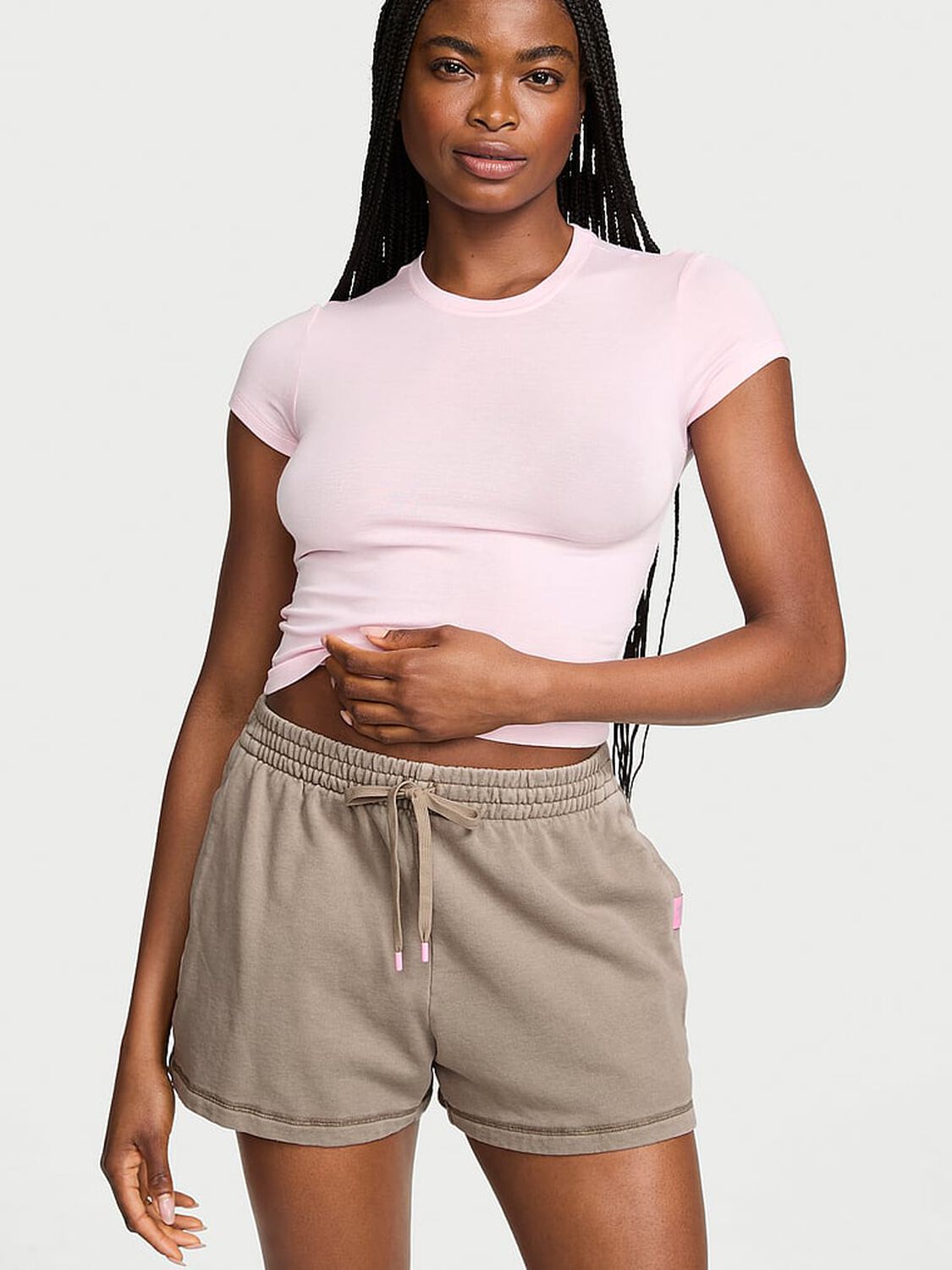 vs Angel Essentials Off-Duty Terry Lounge Shorts Turtledove Grey 1 of 3 