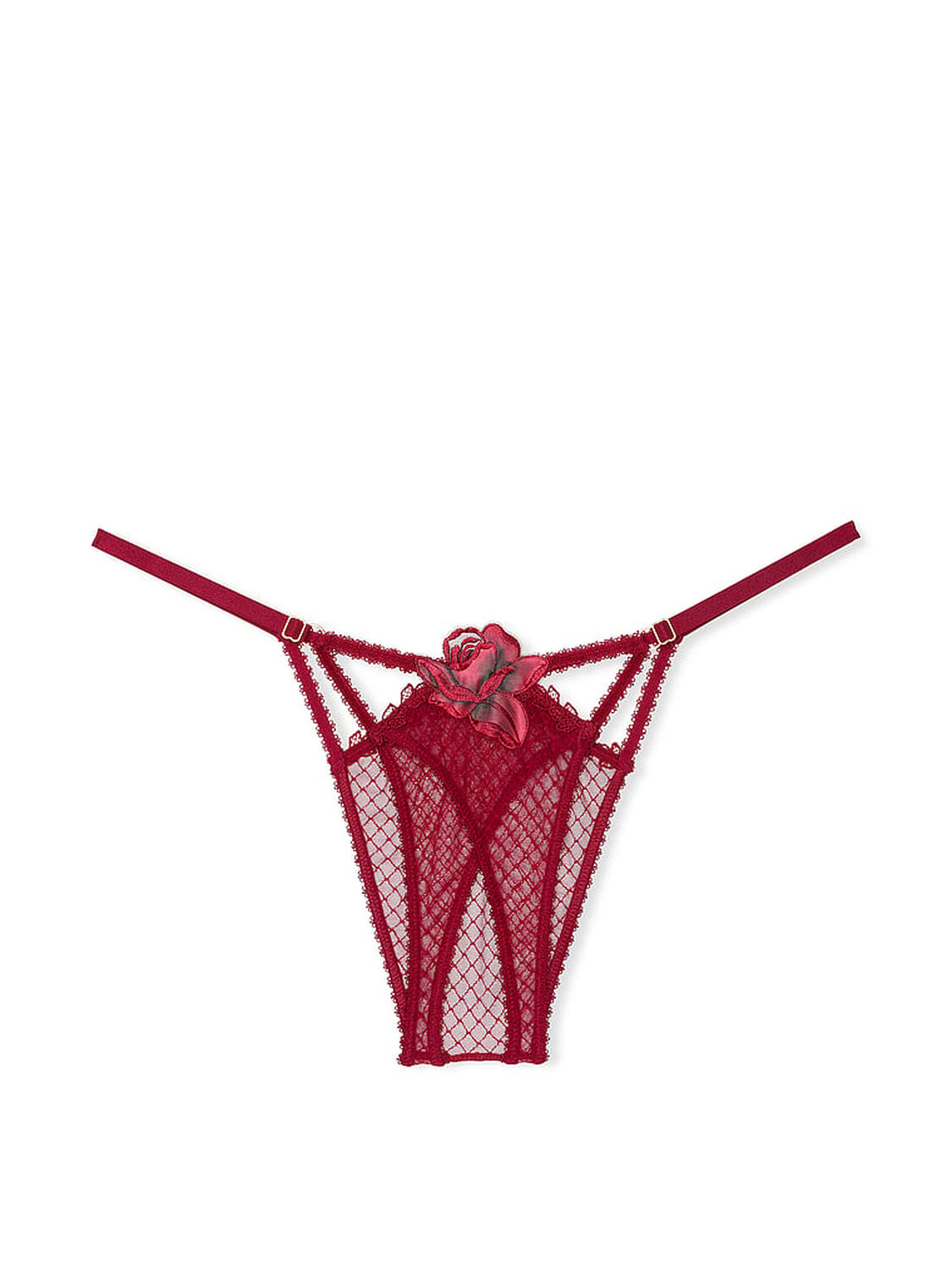 vs Very Sexy Red Rose Strappy Crotchless Brazilian Panty Red Lacquer 3 of 4 