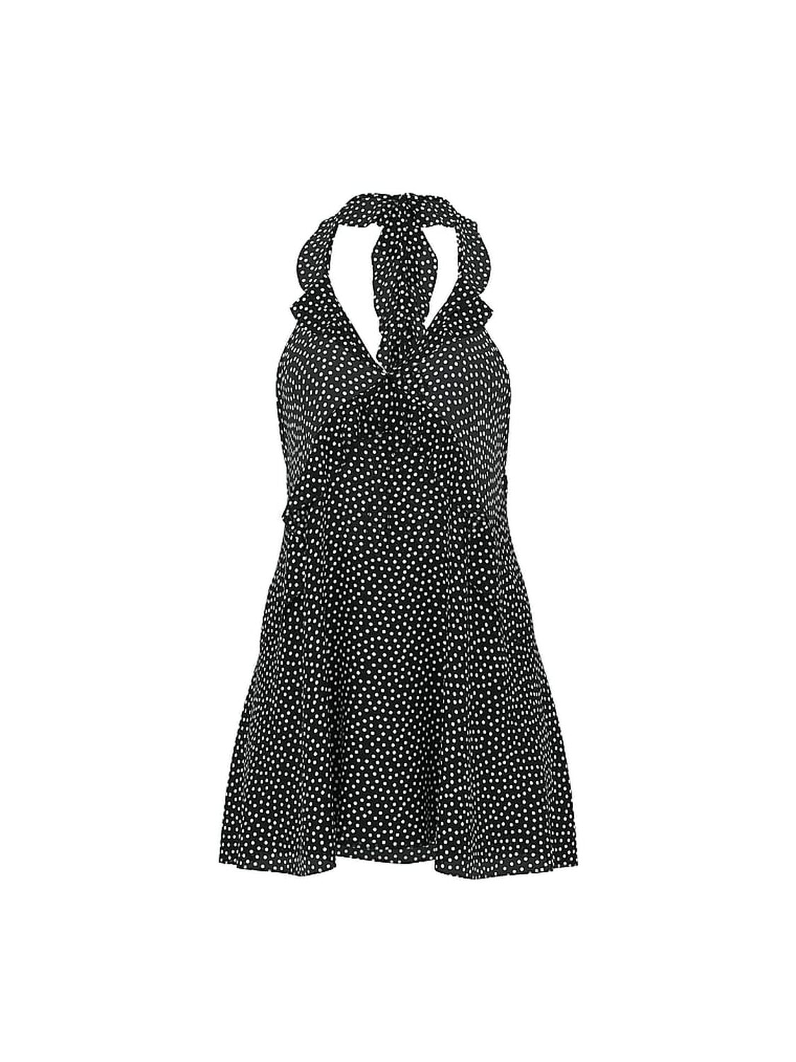 vs Dream Angels Chiffon Polka Dot Flutter Mini Dress Black & White Dots 3 of 4 