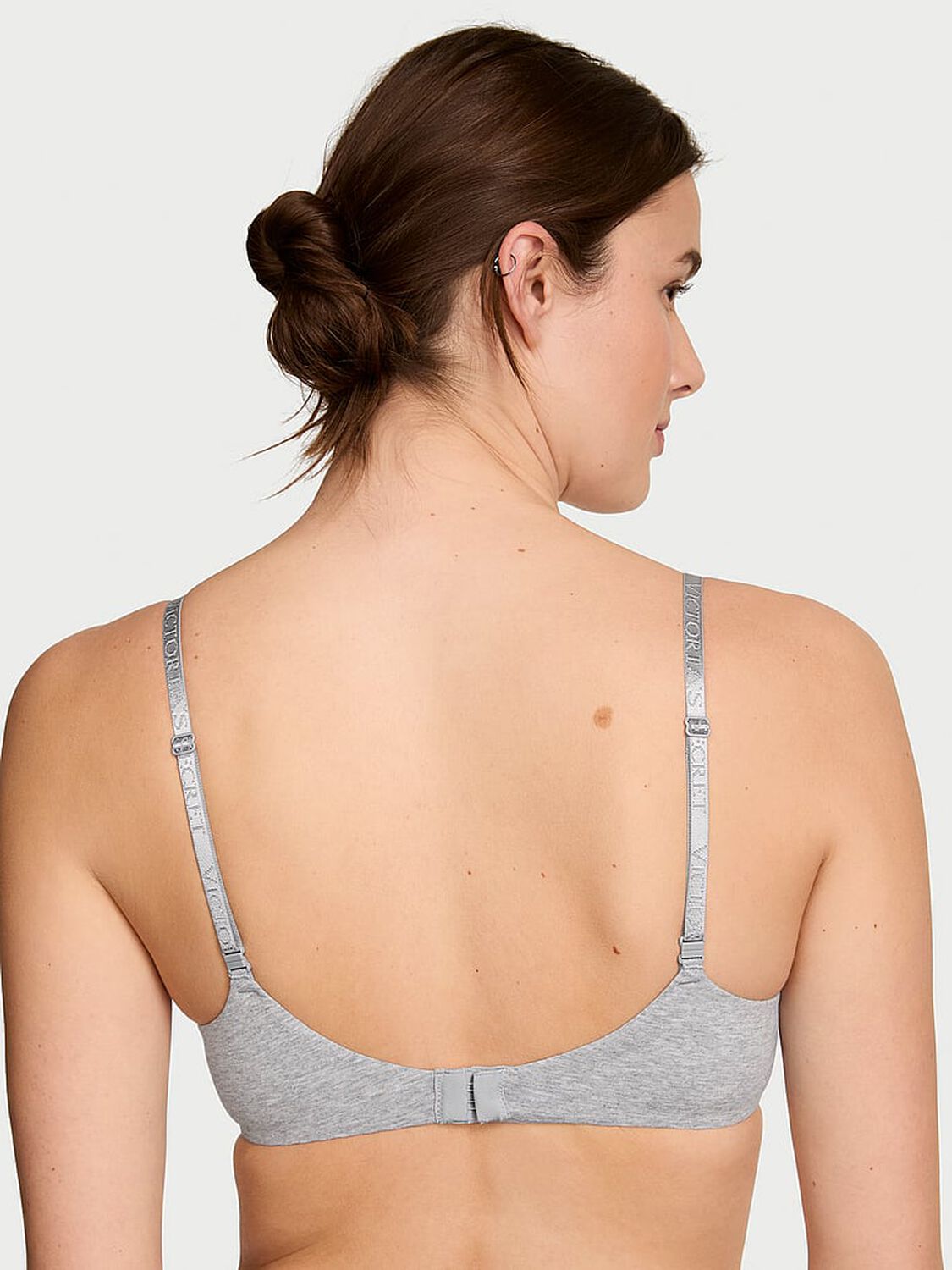 vs The T-Shirt Cotton Logo Hardware Perfect Shape Push-Up Bra Heather Grey 2 of 3 