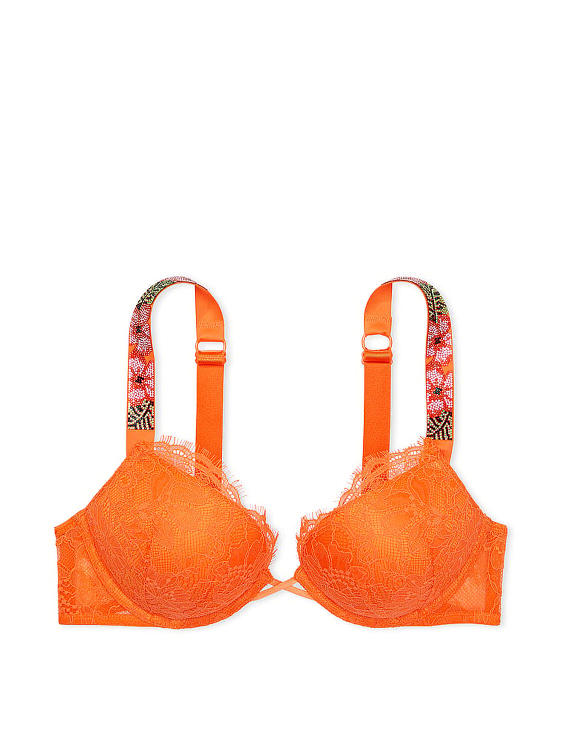 vs Very Sexy Bombshell Add-2-Cups Shine Strap Lace Push-Up Bra Sunny Orange 3 of 4 