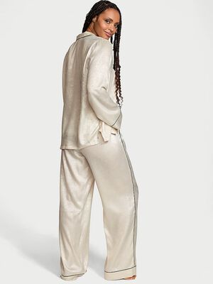 Glazed Satin Long Pajama Set