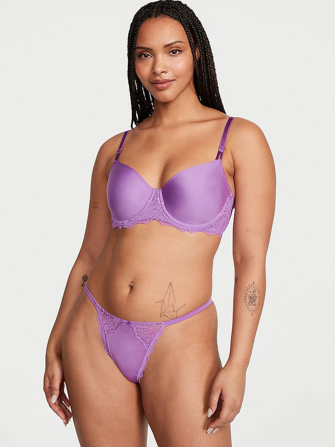 vs Dream Angels Lace-Trim V-String Panty Purple Tease 4 of 4 