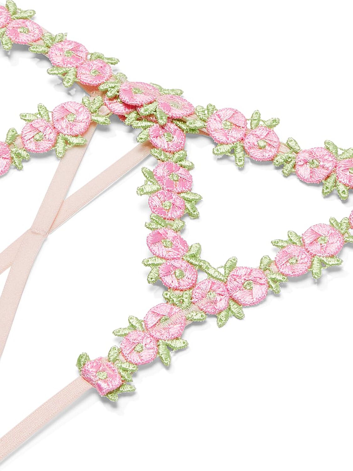 vs Dream Angels Rosebud Embroidery Crotchless V-String Panty Pink Fizz 4 of 4 