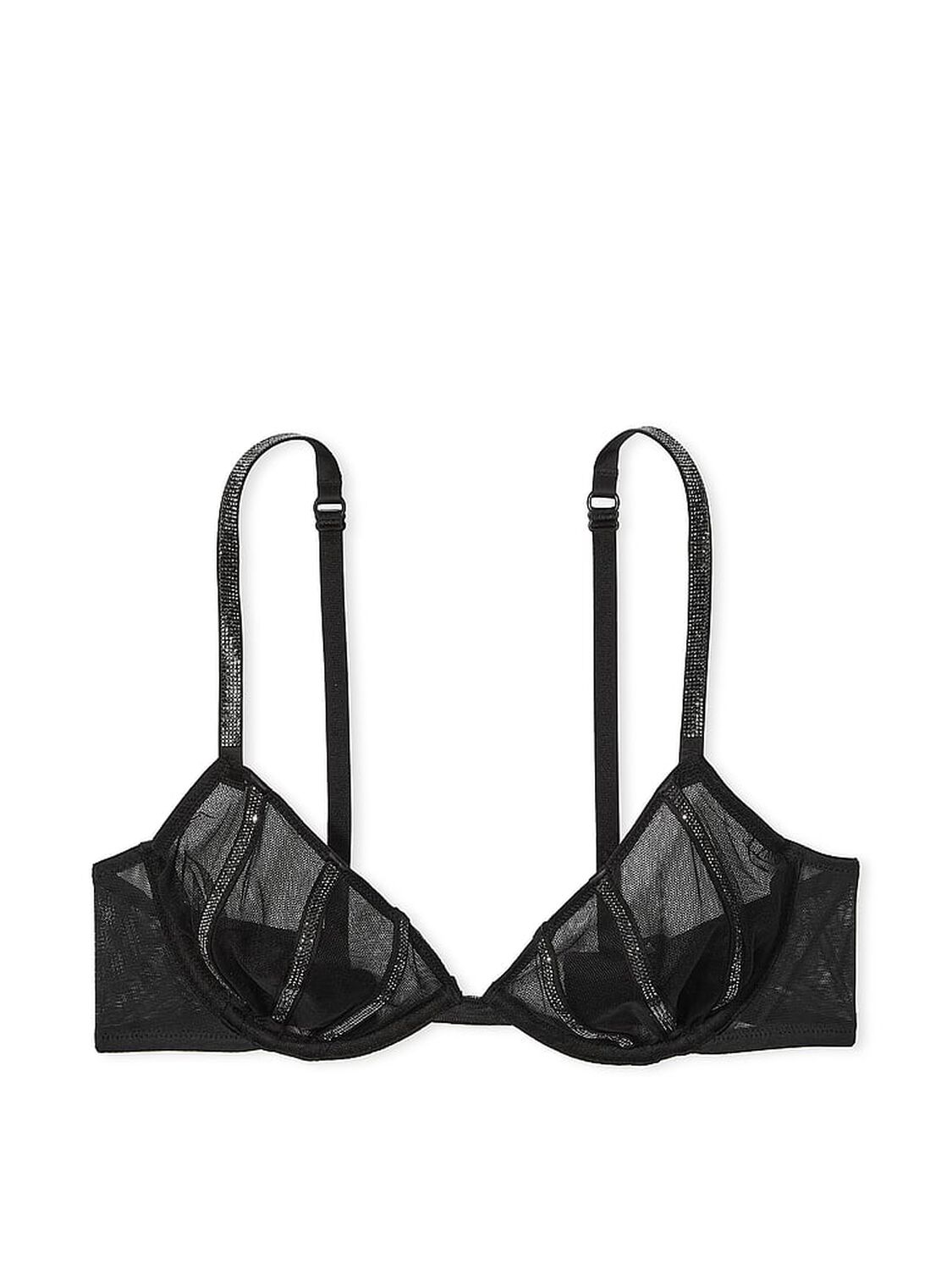 vs Very Sexy Sheer Shine Unlined Low-Cut Demi Bra Black 3 of 5 