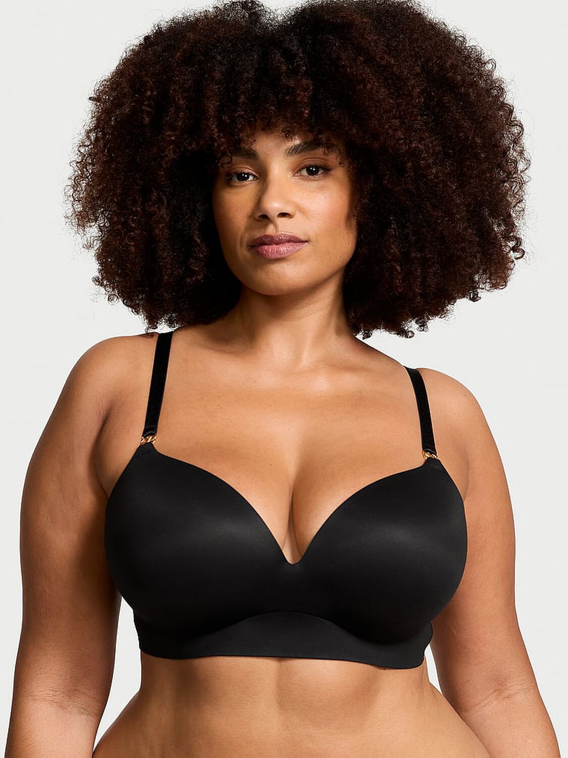 vs Dream Angels Smooth Wireless Push-Up Plunge Bra Black 1 of 4 