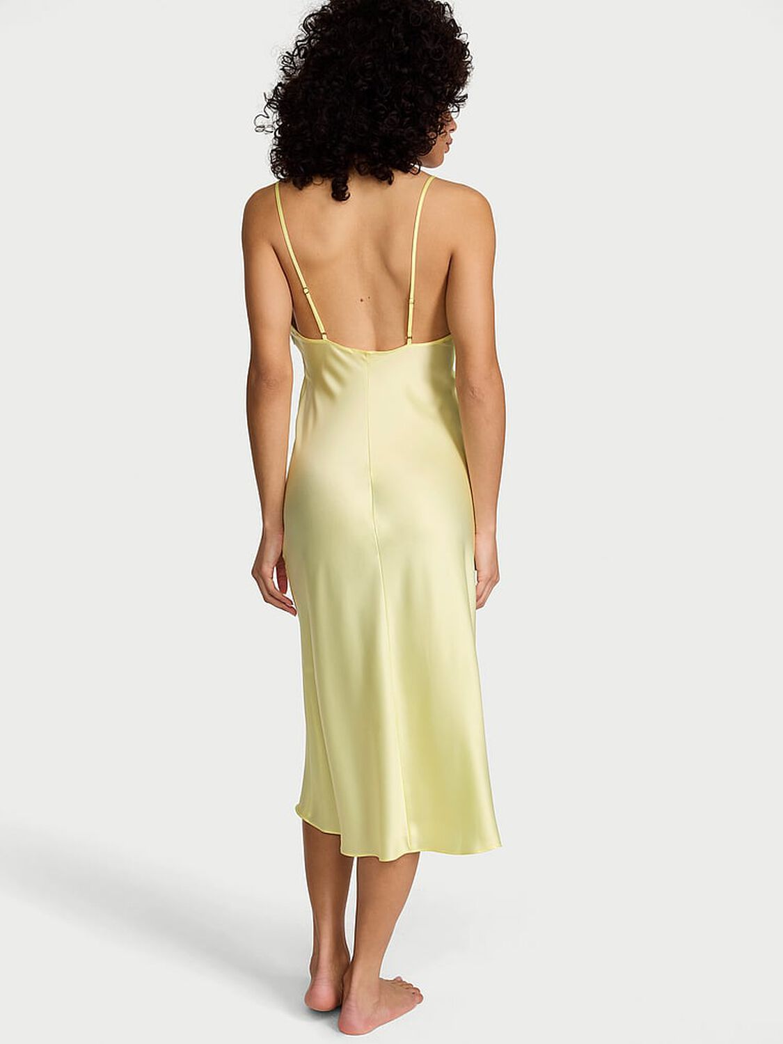vs Victoria's Secret Satin Midi Slip Dress Lemonade 2 of 4 