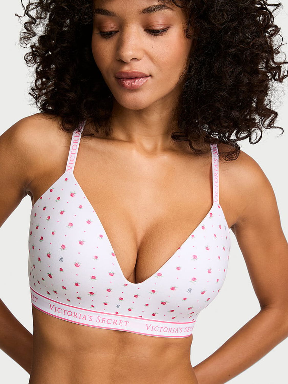 vs The T-Shirt Cotton Lightly Lined Wireless Bra Pink Ditsy Floral 1 of 3 