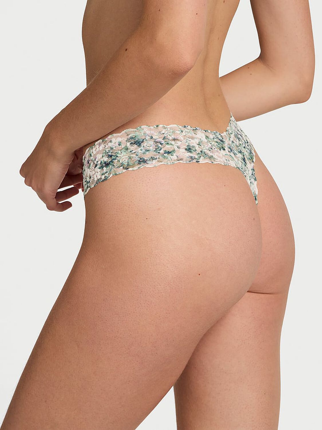 vs The Lacie Blossom Lace Thong Panty White Summer Floral 2 of 3 