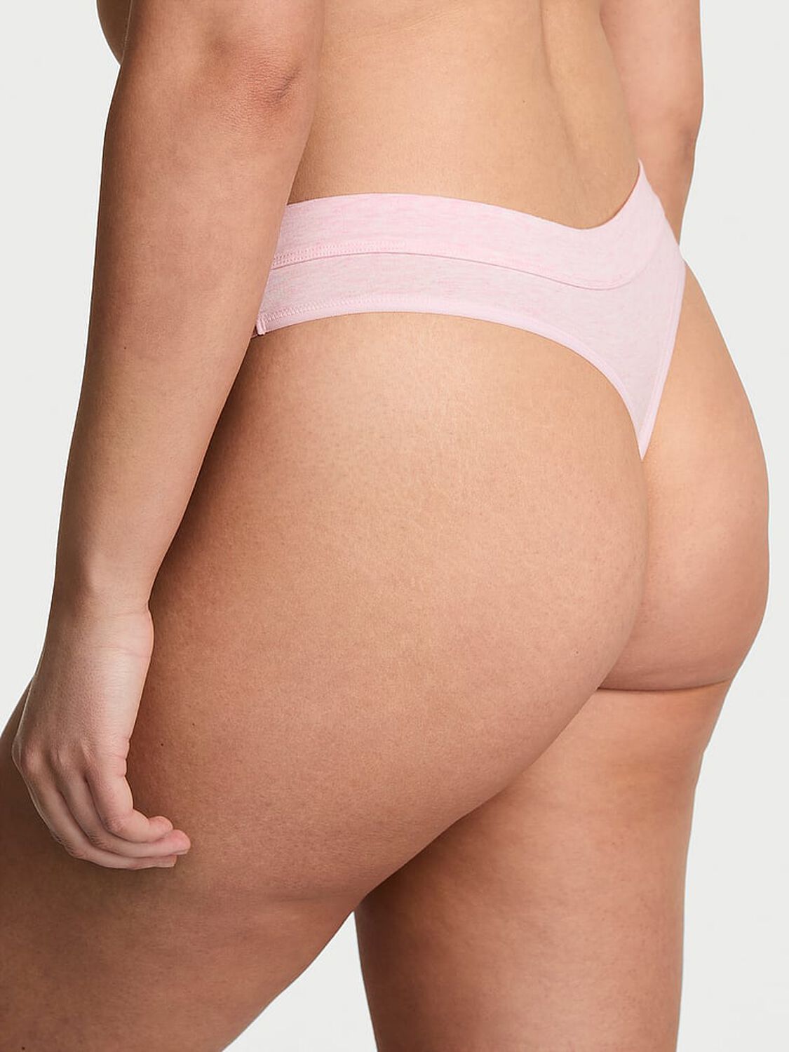 vs Cotton Logo Cotton Thong Panty Heather Pink Petal 1 of 4 