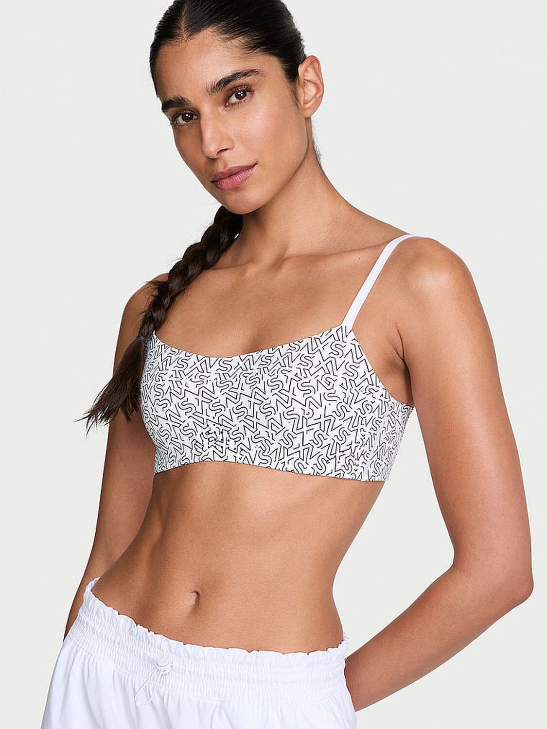 vs Vsx VSX Featherweight&trade; Light Balconette Sports Bra Vs White Logos 1 of 3 