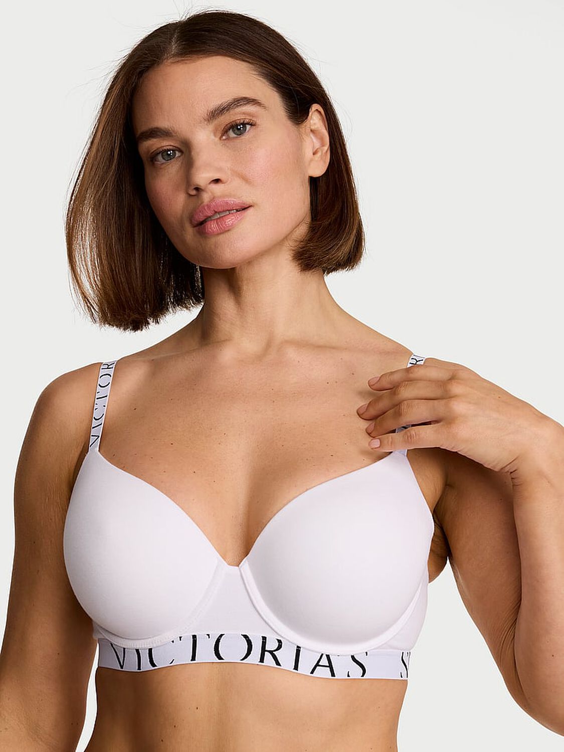 vs The T-Shirt Cotton Exploded Logo Lightly Lined Demi Bra Vs White 3 of 3 