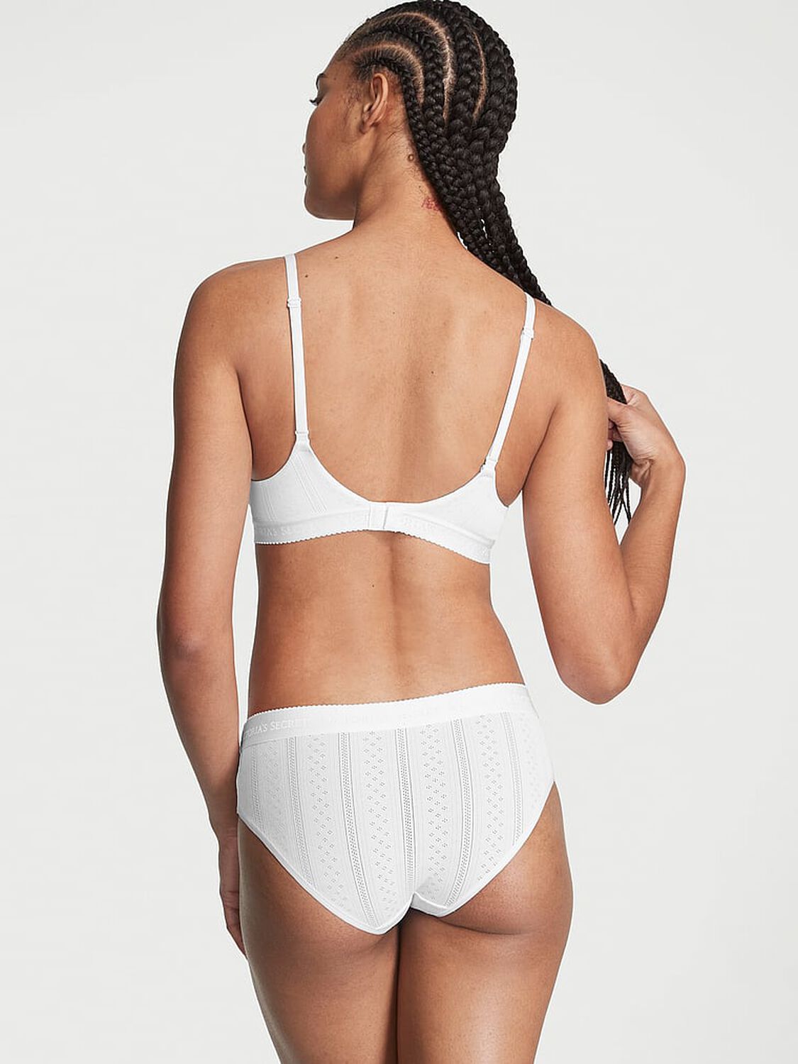 vs Cotton Logo Waist Pointelle Hiphugger Panty Vs White 2 of 3 