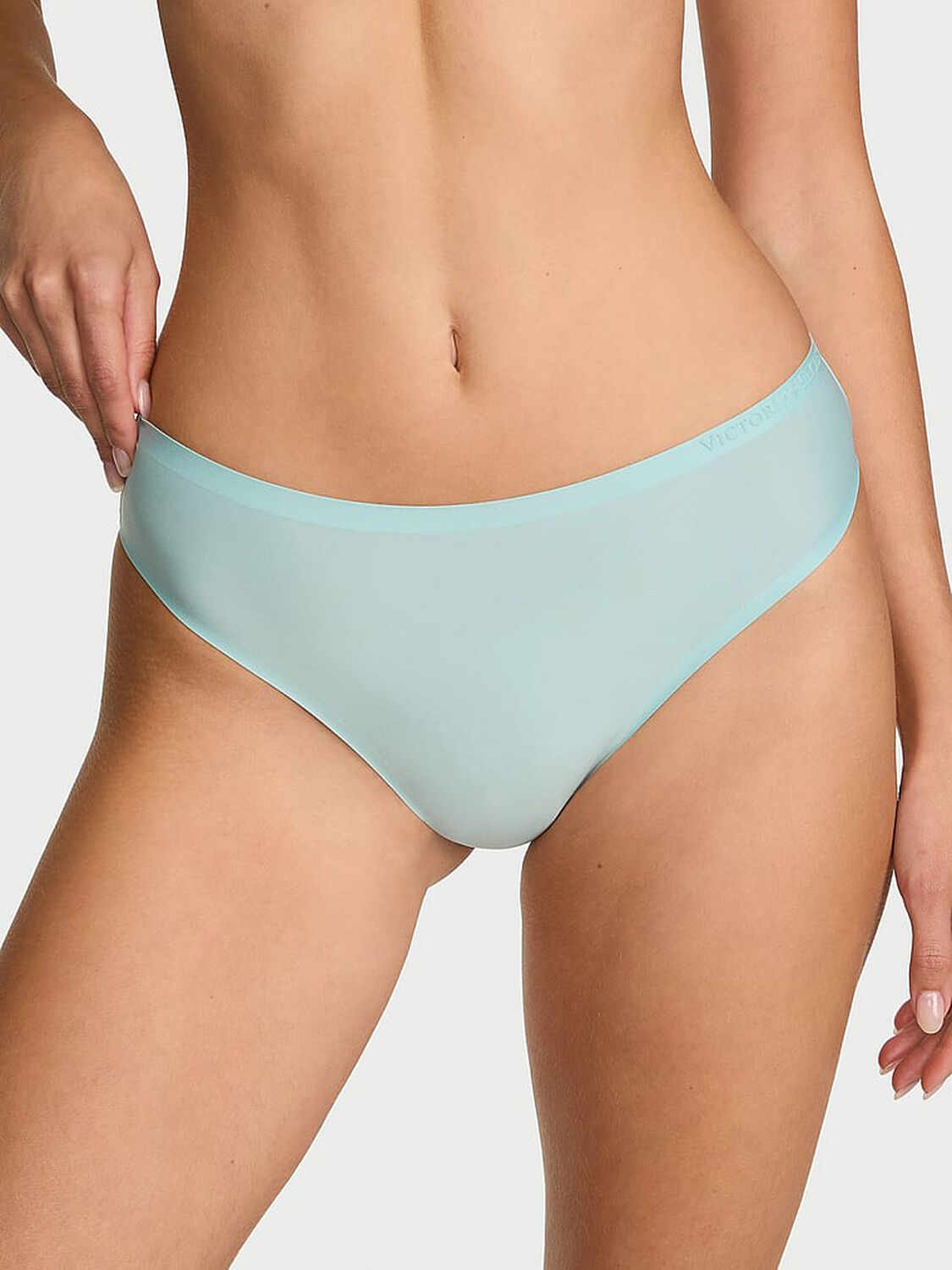 vs Body By Victoria Body by Victoria Flex Mid-Rise Thong Panty Canal Blue 1 of 4 