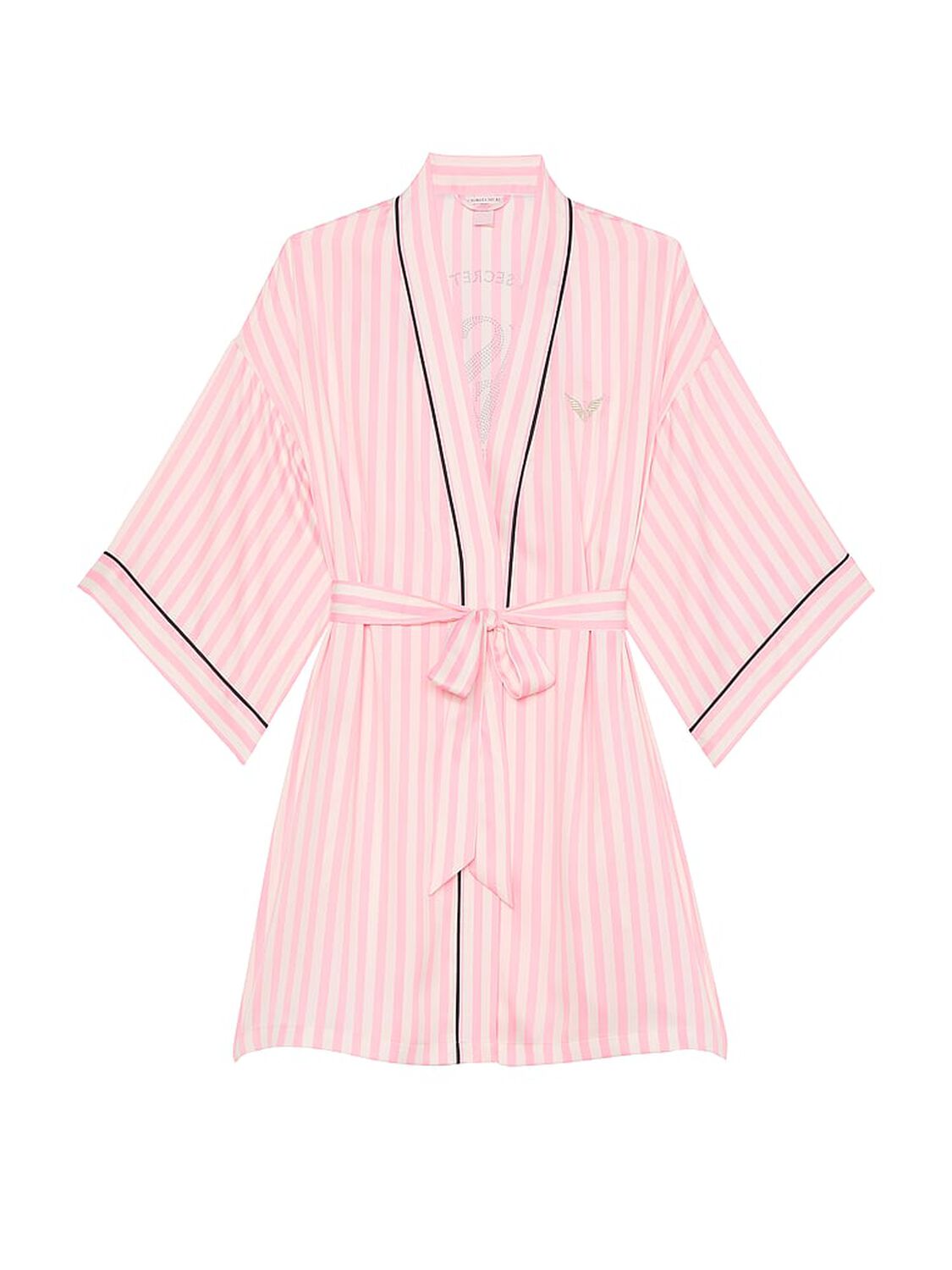 vs Victoria's Secret Victoria's Secret Fashion Show '24 Glazed Satin Short Robe Pink Iconic Stripe 3 of 4 