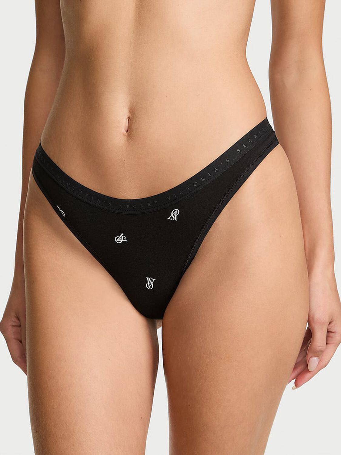 vs Victoria's Secret Stretch Cotton High-Leg Scoop Thong Panty Tossed Vs Lockup 1 of 2 
