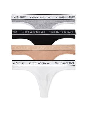 4-Pack Logo Cotton Thong Panties