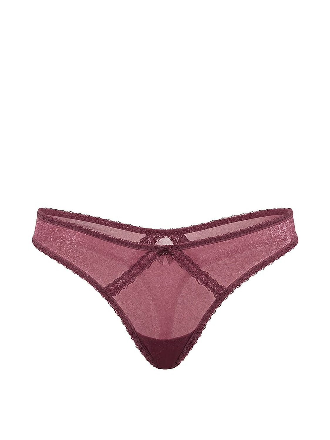 vs Dream Angels Sheer Shimmer Lace-Trim Thong Panty Morning Rose 3 of 3 