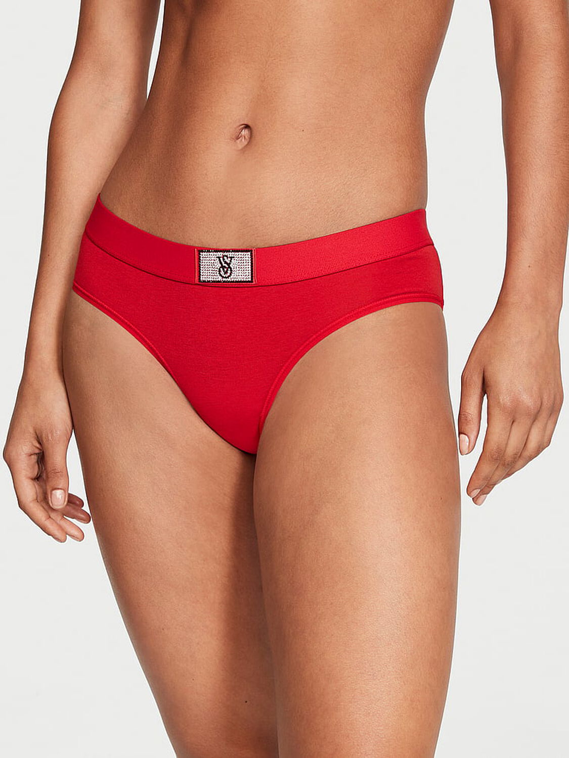 vs Cotton Shine Patch Cotton Hiphugger Panty Lipstick 1 of 4 