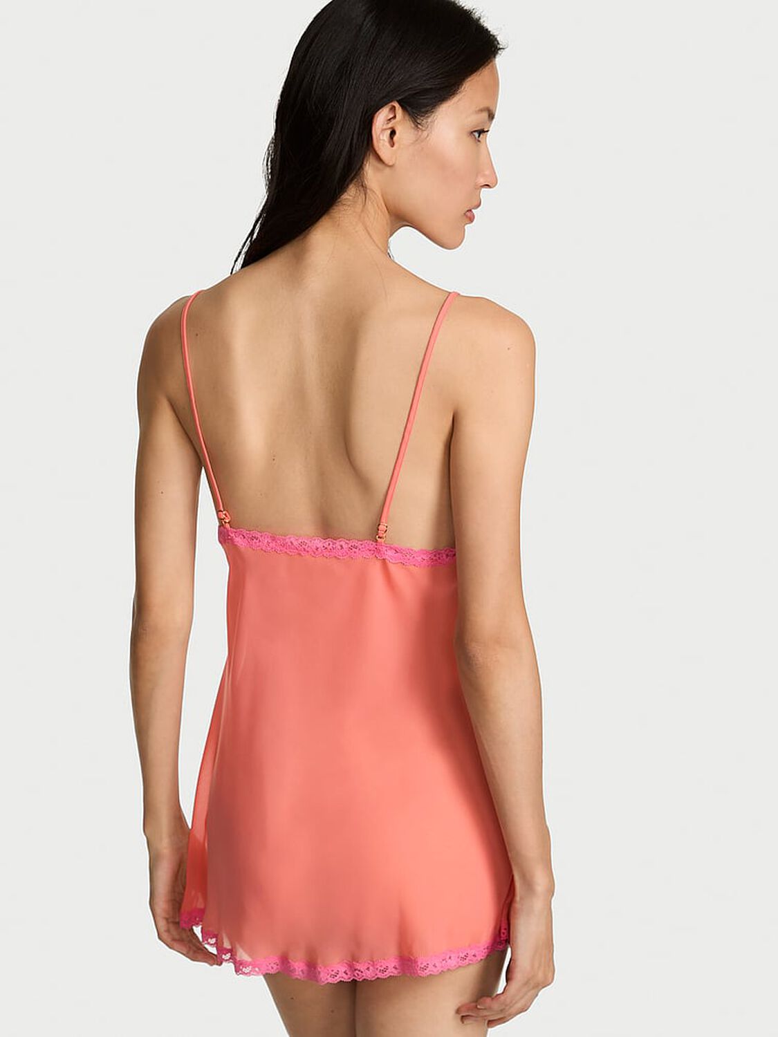 vs Dream Angels Chiffon Lace-Trim Mini Slip Dress Cactus Flower 2 of 3 