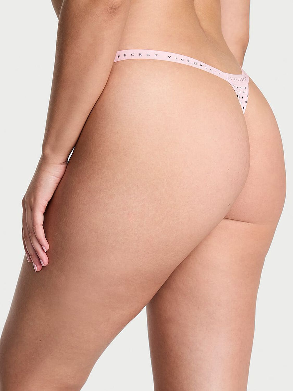 vs Victoria's Secret Stretch Cotton V-String Panty Pink Dot 2 of 2 