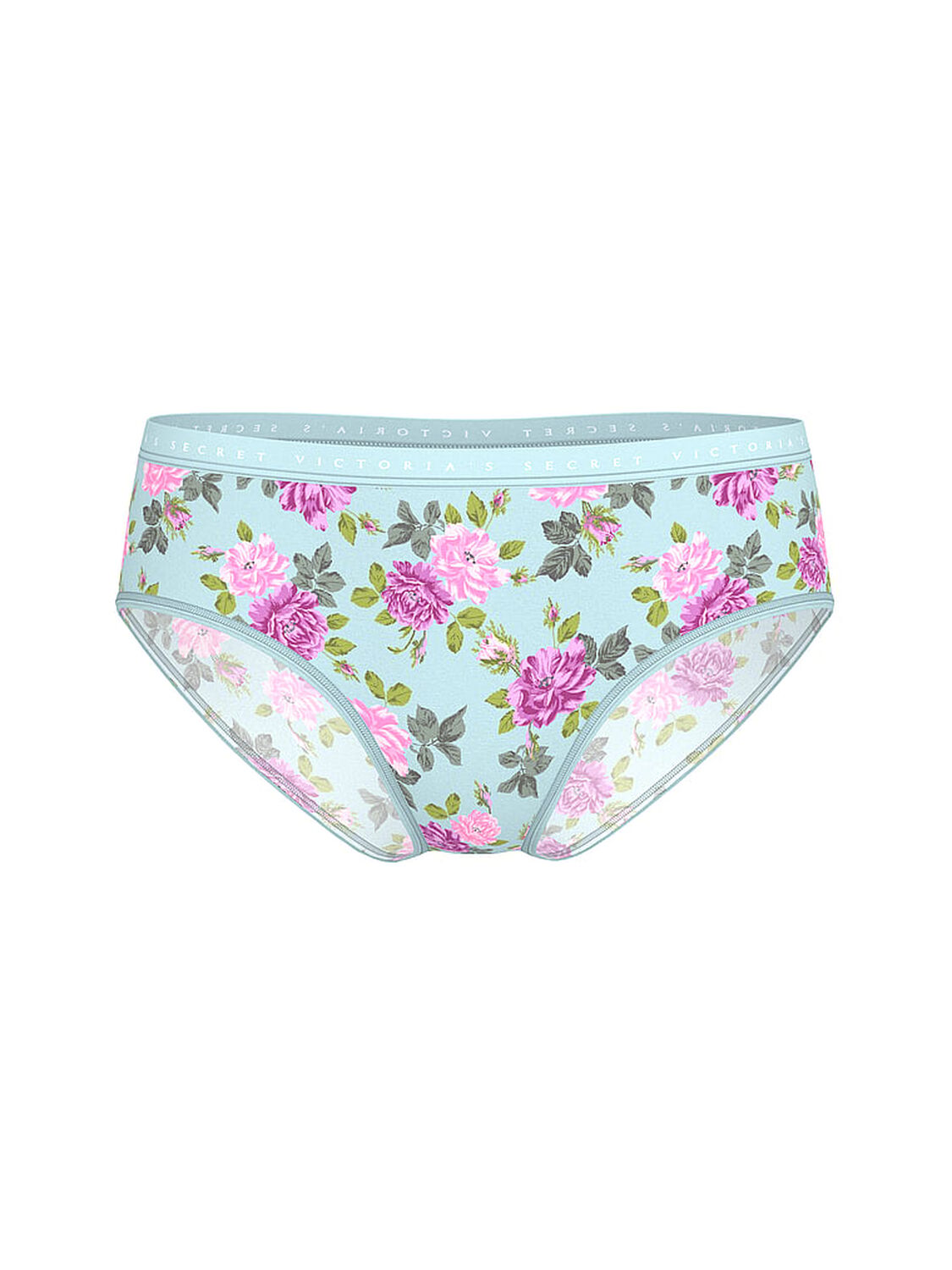 vs Victoria's Secret Stretch Cotton Hiphugger Panty Green Stone Roses 1 of 2 