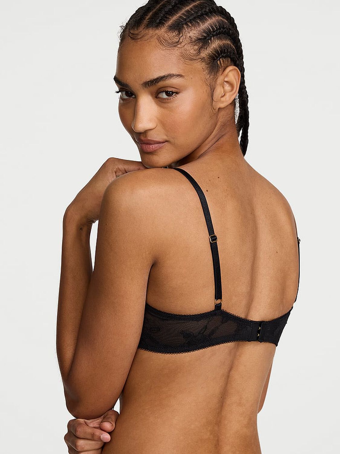 vs Very Sexy Rose Lace Lightly Lined Plunge Bra Black 2 of 3 
