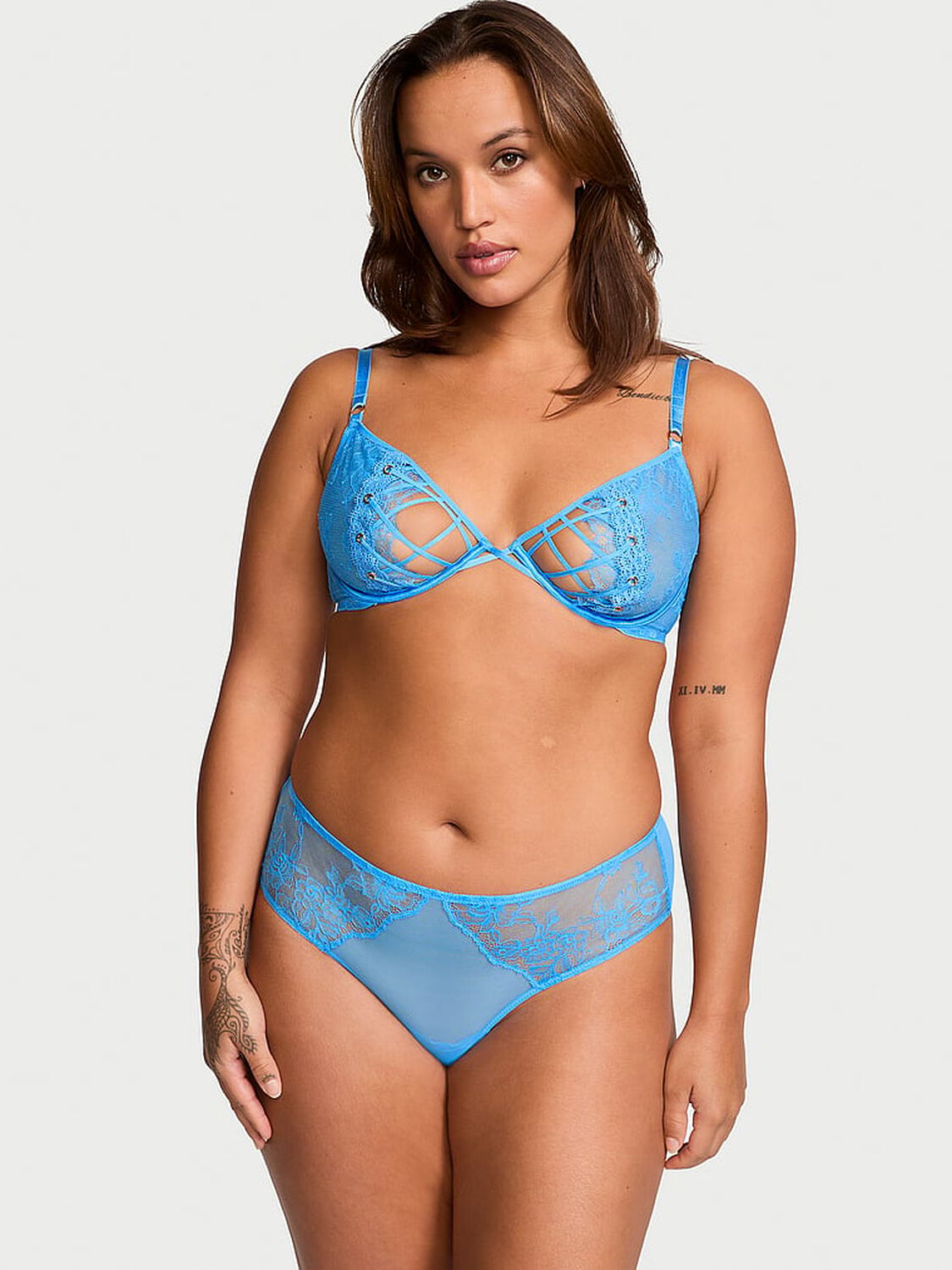 vs Very Sexy Rose Lace & Grommet Open-Back Cheeky Panty Capri Blue 4 of 4 